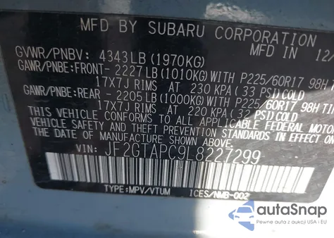 2020 Subaru Crosstrek Premium from USA, damaged, VIN JF2GTAPC9L8227299